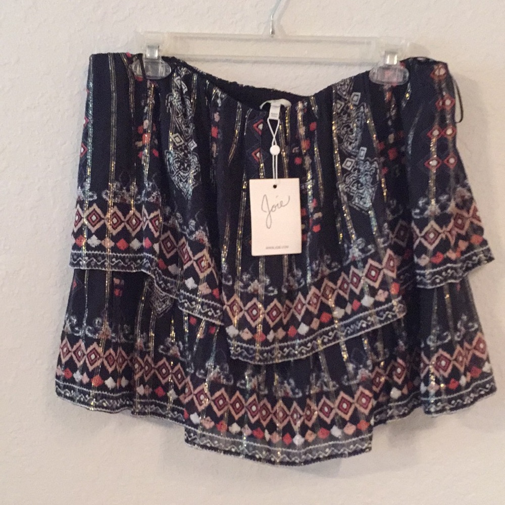 Joie Black and Pink Patterned Mini Skirt